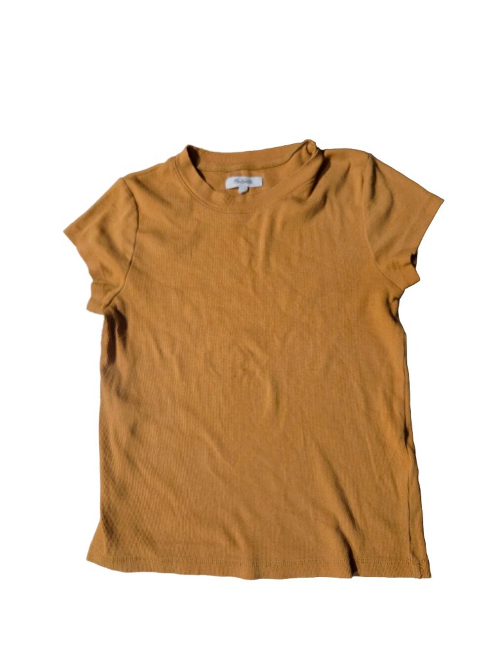 Madewell Mustard Yellow Supima Cotton Ribbed Tee- Size Small